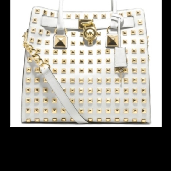 MICHAEL Michael Kors Handbags - Limited Hamilton Large gold studded, belted satchel! Like new!